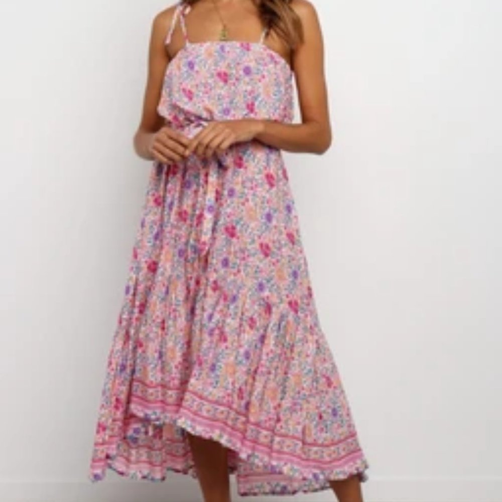 NEW BOHO GYPSY GEMINI TIE STRAP SUN DRESS MAXI